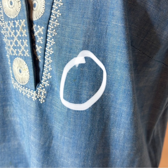 MADEWELL Blue Chambray Sunstitch Embroidered Short Sleeve Tunic Dress small - Picture 11 of 12